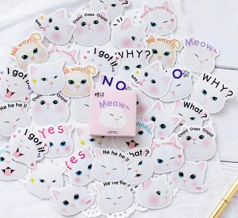 45pcs Cat Stickers Animal Sticker Kitty Sticker Deco Stickers Planner Scrapbooking
