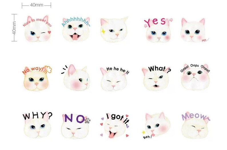 45pcs Cat Stickers Animal Sticker Kitty Sticker Deco Stickers Planner Scrapbooking