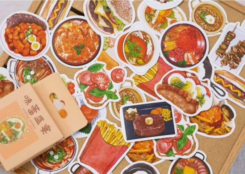 FREE SHIPPING 50pcs Food Sticker Lunch Stickers Etsy