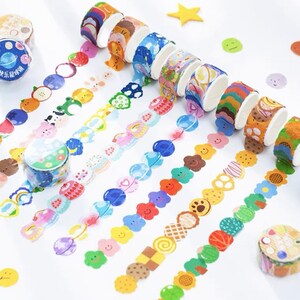 100 sztuk Washi Roll Naklejki Niebo Kwiat Jedzenie Leśne Owoce Zwierzę Kosmos Planner Dekoracje Scrapbooking Dziennik
