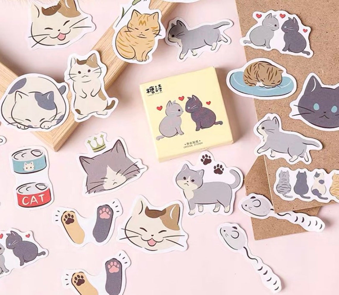 45 Stück Katzen Sticker Pack Kitty Sticker Kawaii Stickers | Etsy