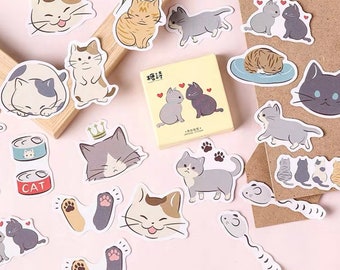 45pcs Cat Stickers Pack Pet Kitty Animal Journaling Planner Decor Scrapbooking Deco Stickers