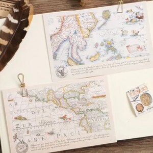 30pcs World Map Postcard Set Retro Postcards Travel Vintage Style Greeting Planner Decor Journaling Scrapbook Ephemera