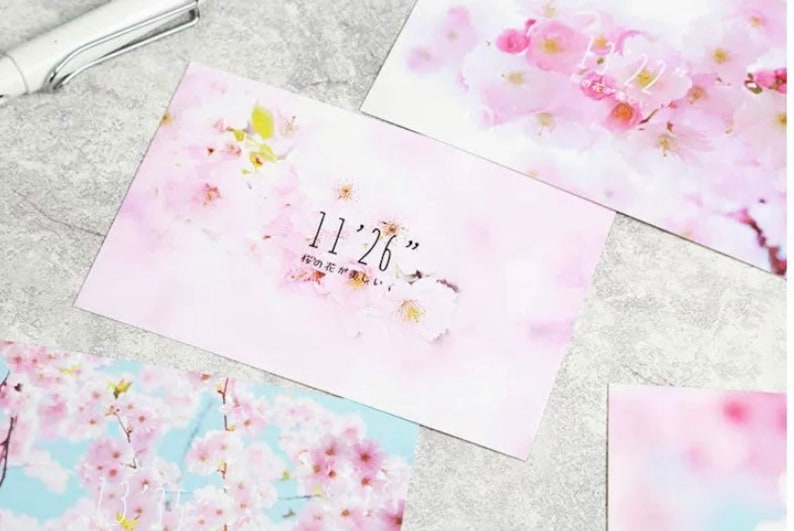 30pcs Sakura Postcard Set Flower Postcard Floral Postcards Cherry Blossom Postcards
