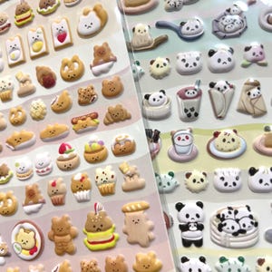 Niedliche Tier Puffy Sticker 3D Aufkleber Essen Brot Pinguin Kaninchen Panda Bär Planer Dekor Scrapbooking Journaling