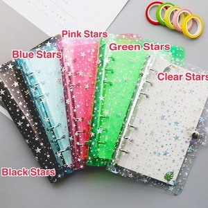 Pasta A6 para orçamento, envelope de vinil para economia de dinheiro, pastas de 6 argolas, planejador, armazenamento, envelopes transparentes com zíper, organizador de scrapbooking e diário