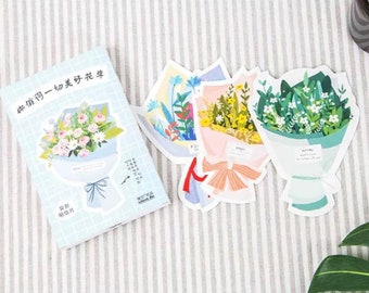 30pcs Flower Bouquet Postcard Set Diecut Postcards Oddshape Cards Flower Postcards Journal Ephemera Floral Snail Mail