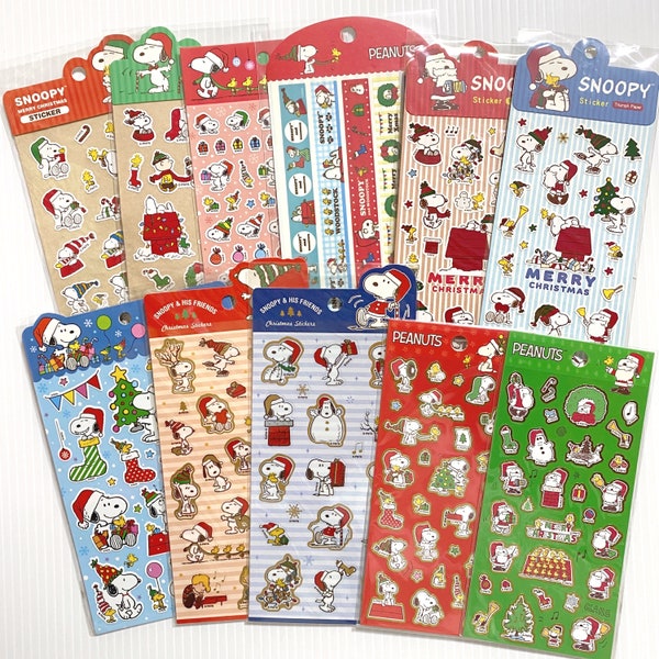 Peanuts Snoopy Stickers Christmas Holidays Gold Foil Sticker Sheet Planner Decor Deco Sticker Scrapbooking Journaling