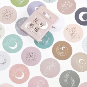 45-delige natuurstickers pakket ronde maan handen journaling planner decor dagboek scrapbooking kortstondige