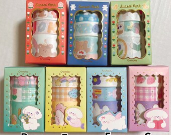 4 rolls Animal Washi Masking Tape (2m) Teddy Bear Flower Fruit Food Dog Dessert Planner Decor Journaling Scrapbooking Crafts Deco Tape