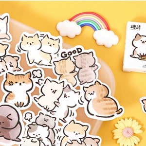 45pcs Cat Stickers Pack Kitty Journaling Planner Decor Deco Sticker Scrapbooking