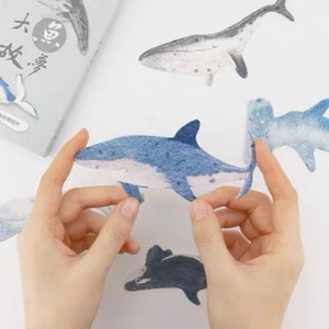 30pcs Whale Postcard Set Diecut Postcards Oddshaped Cards Ocean Writing Card Cute Postcard Message Junk Journal Ephemera