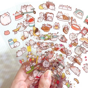 10 Bögen Aufkleber Set Katze Kitty Hund süsse Toploader Sticker Pack glänzend Mini Journaling Planer Dekor Scrapbooking