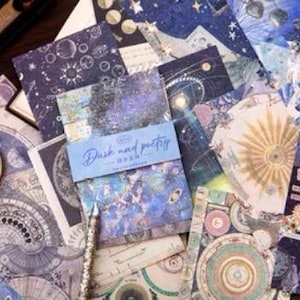 30 vellen Retro Ephemera Kit Bloemen Ruimte Materiaal Papier Scrapbooking Journaling Decopapier Set Planner Decor Schemering en Poëzie Serie