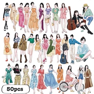 50 sztuk Zestaw naklejek dla kobiet Moda Styl Dziewczyny Ludzie Planner Dekoracje Kobiece Scrapbooking Dziennik Deco Naklejki