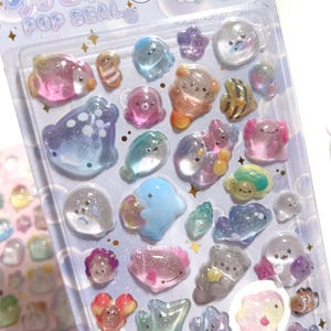 Stickers 3D Journal d'un animal mignon dans l'océan Stickers mignons de scrapbooking