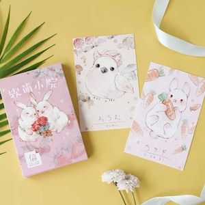30stk Tier Postkarten Set Vogel Postkarten Frosch Postkarten Kaninchen Postkarten Fuchs Postkarten Kawaii Postkarten