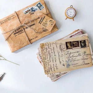 30pcs Retro Postcard Set Junk Journal Scrapbook Ephemera Letter Postcards Pen Pal Planner Decor Happy Mail Friends Snail Mail