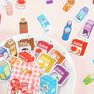45pcs Drinks Stickers Pack Tea Soda Juice Milk Planner Decor Journaling Scrapbooking Deco Sticker