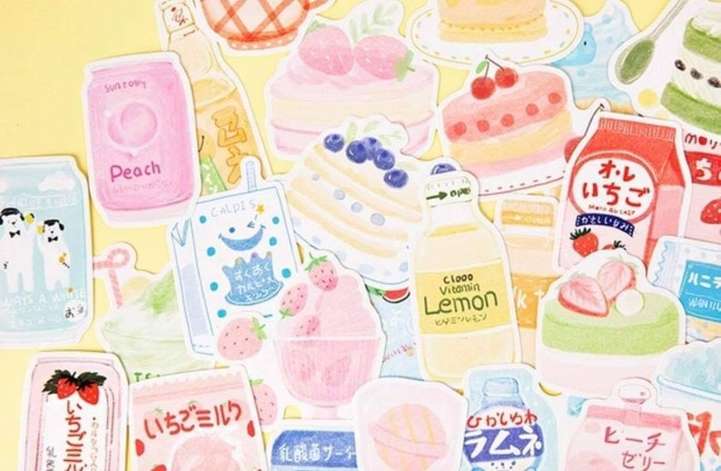 FREE SHIPPING 30pcs Snacks Postcards Dessert Postcard Set Food Postcard Drinks Postcards Diecut Postcards Girls Stickers NOT Included