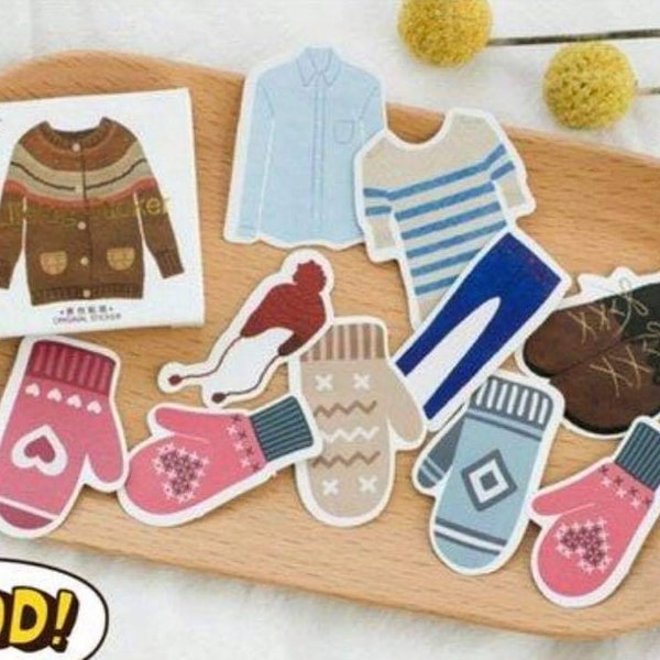 40pcs Clothes Stickers Pack Sweater Mittens Winter Clothing Deco Sticker Planner Decor Journaling Scrapbooking