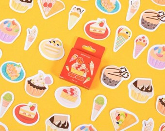 46pcs Dessert Stickers Pack Ice Cream Food Planner Decor Scrapbooking Cupcake Cake Journaling Deco Sticker