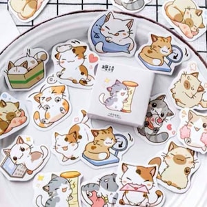 45pcs Cat Sticker Pack Animal Sticker Kitty Sticker  Planner Bullet Journal Scrapbooking