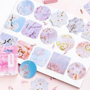 45 Stück Sakura Aufkleber Kirschblüte Blumenblatt Blumen Planer Dekor Frühling Scrapbooking Ephemera Planer Dekor Journaling