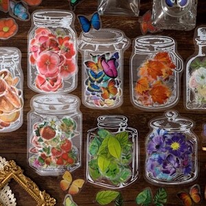 35 stks Fles Schat Stickers Pack Brood Fruit Planten Bloemen Bladeren Vlinder Deco Sticker Journaling Scrapbooking Planner Decor