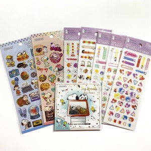 Naklejki Peanuts Snoopy Zestaw ślicznych błyszczących naklejek Płatki harmonogramu Pieczątki