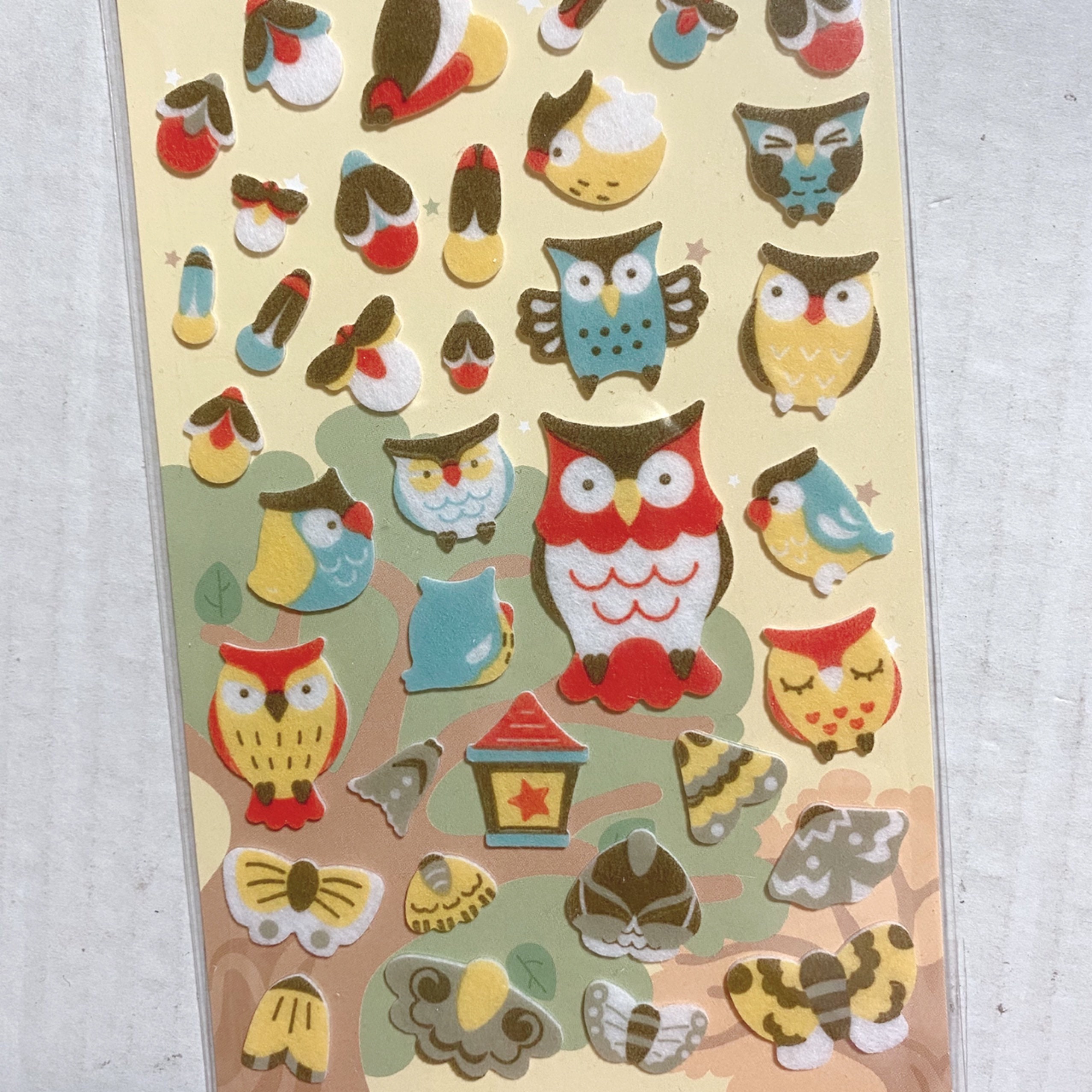 Owl Stickers Felt Sticker Deco Stickers Bird Sticker Planner Etsy