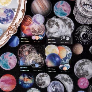 15 stks Celestial Stickers Pack Maan Zonnestelsel Planeten Galaxy Universe Journaling Planner Decor Scrapbooking