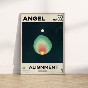 Ángel número 222 pared arte impresión cartel afirmación decoración abstracta gradiente - Descarga digital