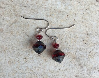 Sterling Silver and Glass Bead Earrings