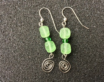 Sterling Silver Earrings with Glass Beads