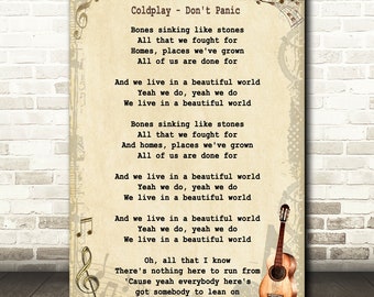 Coldplay Panic Etsy