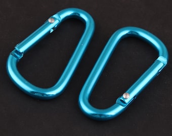 Blauer Karabiner Clip Push-Gate-Clip Karabiner Camp Karabinerhaken Karabiner Schlüsselanhänger Karabinerhaken Verschluss Feder D-Ring Oval Screw Lock Schlüsselanhänger