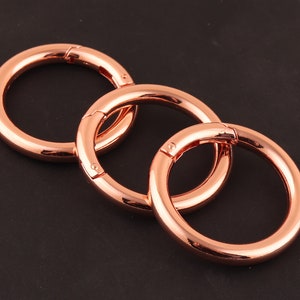 1 1/4&quot;32 mm Rose Gold Push Gate Ring Push Gate Snap Hook,Metal Carabiner Circle Spring Gate Rings,Spring Ring for Making Purse Bag Handbag