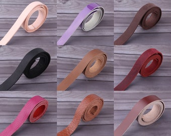 Tira de cuero plana de 3/4" de ancho, correas de cuero largas, correa de cuero natural en blanco, tiras de cuero curtido de varios colores para proyectos de cuero/correas de bolsos