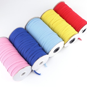 Cordón elástico colorido banda elástica plana, hilo de coser de acabado suave de 6mm, cuerda elástica, cinta elástica, para tejer, máscara, fabricación de joyas, tela