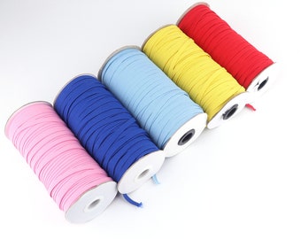 Colorful elastic cord Flat Elastic Band,6mm Smooth Finish Sewing Thread,elastic string,Elastic tape,for Knitting,Mask,Jewelry Making,Cloth