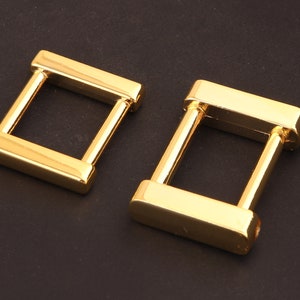 Anillos cuadrados de monedero de oro, hardware de hebilla de correa extraíble, gancho de monedero con tornillo de remache, hebilla de cinturón de cadena, conector de bolso, anillo cuadrado sólido para bolso