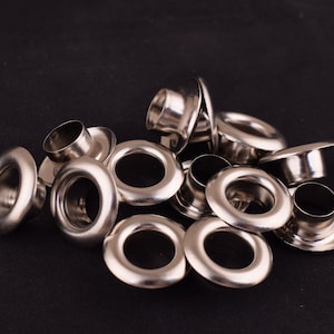 50pcs 12*6mm(OD * ID *) Round Eyelets Hole Silver Grommets Metal Eyelets large Eyelets tiny Eyelets Brass Grommet Eyelets for leather crafts
