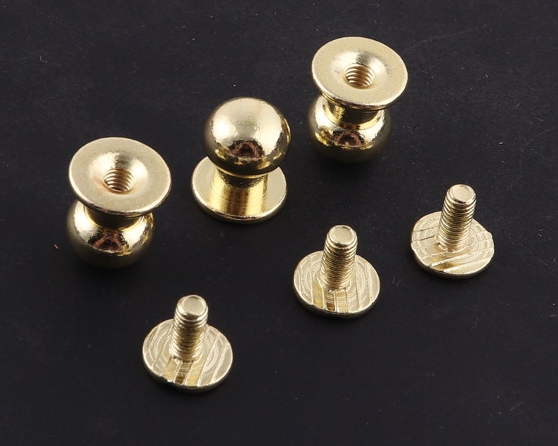 10 sets Solid screw rivets,Light gold metal button screw back nail,round head Tone Ball Studs Screw back Leather Craft Decorations Findings