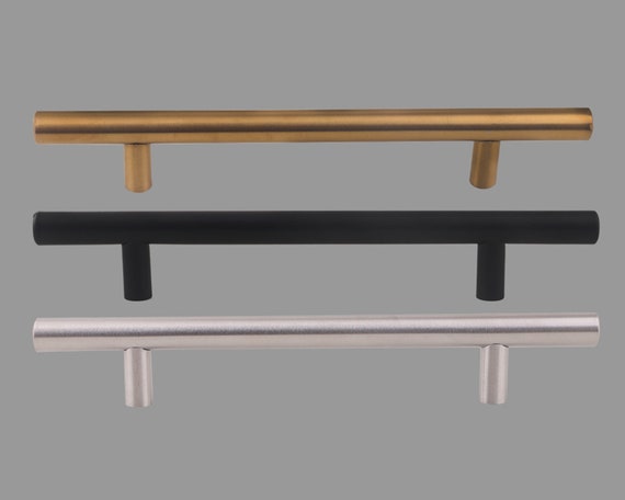  DKD SHOP Tiradores de madera para muebles de bronce en tiradores  de gabinete y modernos cajones de puertas de cocina de color negro,  perillas ajustables de oro 5.039 in 6.299 in (