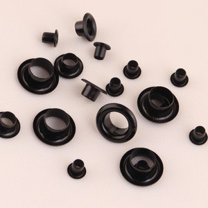2 mm、4 mm、6 mm 黒 丸型アイレット 穴 グロメット 金属アイレット 大型アイレット グロメット レザークラフト 衣類 スクラップブッキング クラフトプロジェクト用