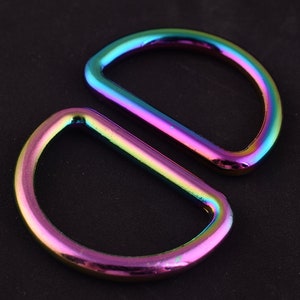 1 inch (25 mm) rainbow D rings/buckles Alloy D Ring Belt Buckle,jump ring,Purse Loop Bag Clasp Leather Craft Accessories,d ring strap