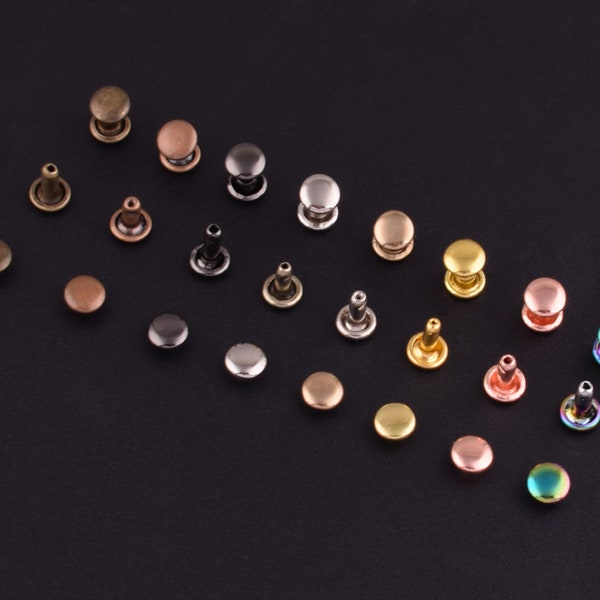 6mm rainbow Double Cap Rivets,Metal Button Round jewelry Rapid Rivet,rivet studs for purse bags Handbags Shoes jeans Belts leather craft diy