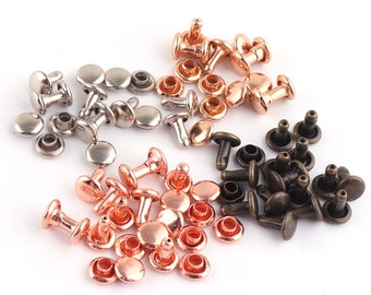 100 rivetti a doppio cappuccio, borchie metalliche tubolari per