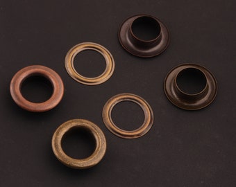 30 set Grandi occhielli rotondi con rondella 12 mm Bronzo e rame antico Occhiello tondo Occhiello per cucire Hardware in pelle Rivetto per abbigliamento artigianale